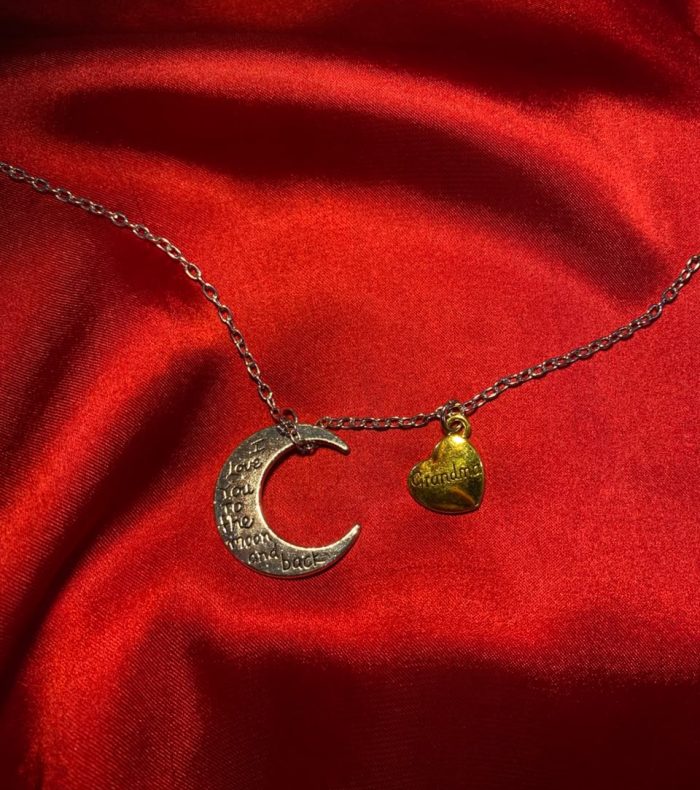 Crescent Moon & Heart Charm Grandma Locket